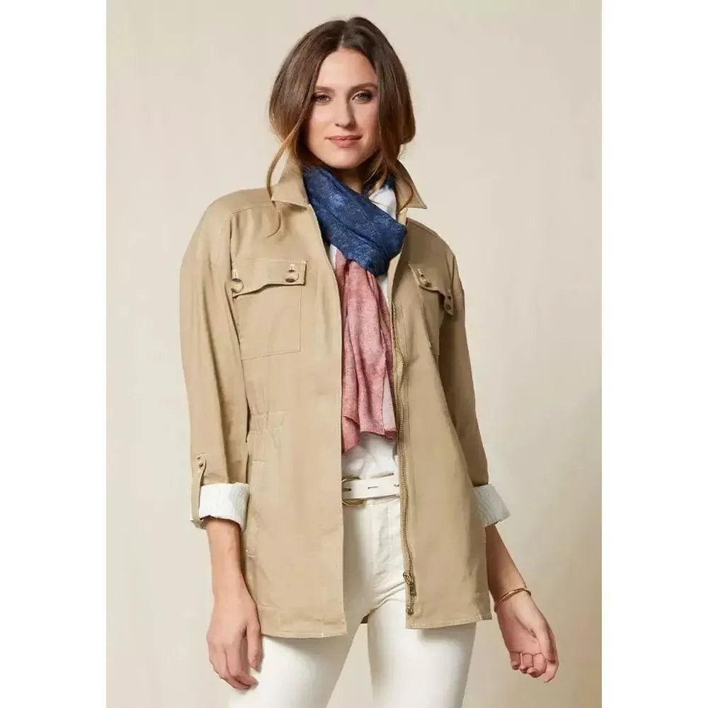 Good Hart Matilda Jane Size Large Memphis Cargo Jacket Camel Tan Linen Blend